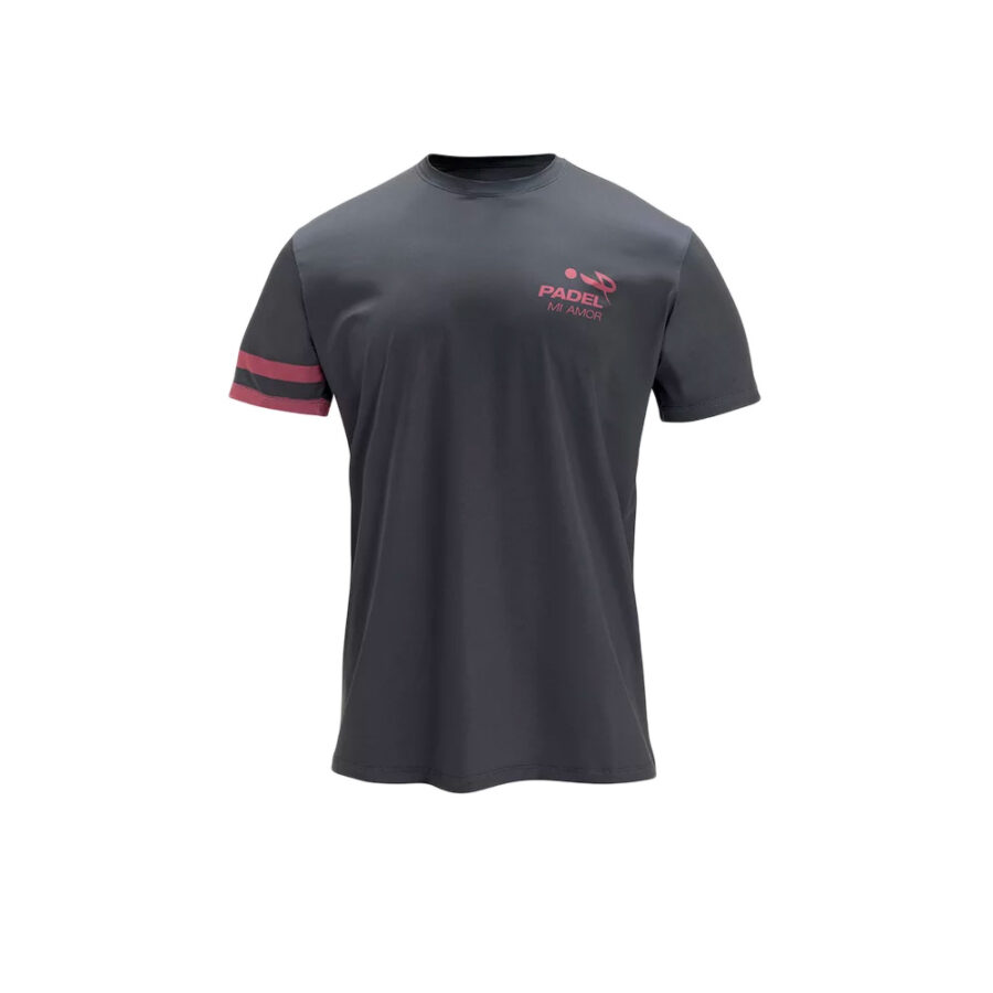 Men's black padel shirt made of stretchy technical fabric