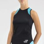 Arya Tank Top, Black - Turquoise (Breathable)